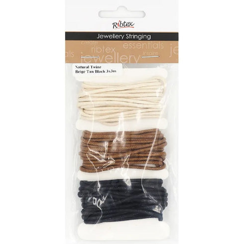 Beige, Tan & Black Twine Stringing Cords